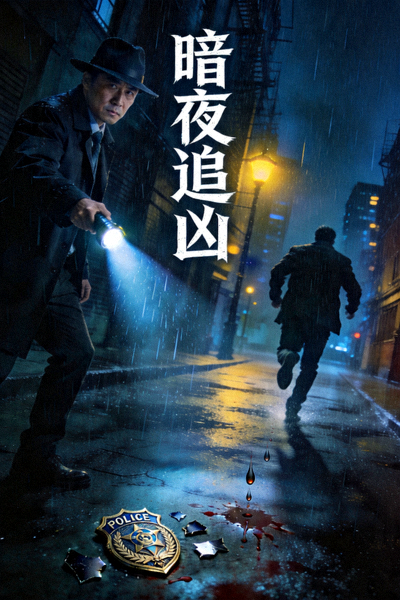 悬疑剧《暗夜追凶》海报，氛围紧张刺激